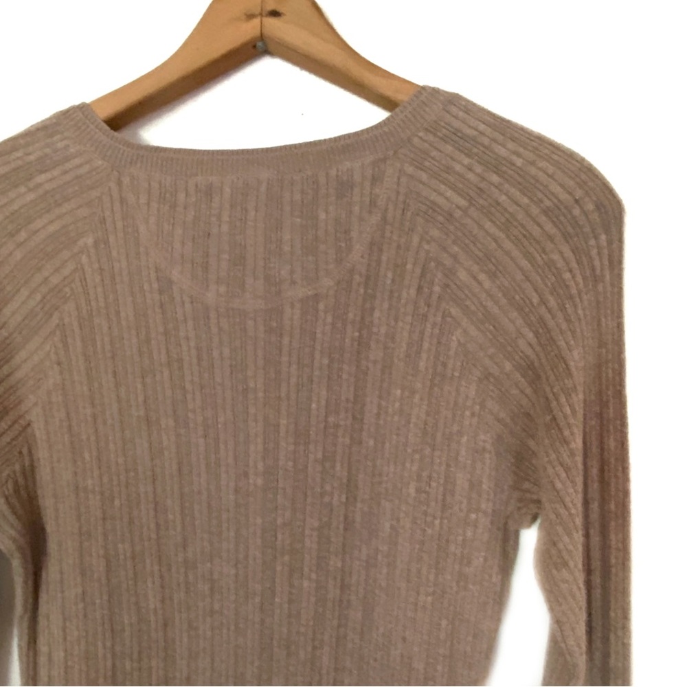 Mossimo Ribbed Henley Sweater Tan Brown Long Sleeve Knit Top Preppy Popover L - Picture 9 of 16
